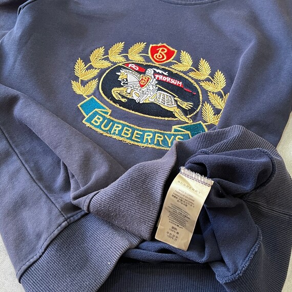 Burberry RARE 1990s heavyweight embroidered sweat… - image 2