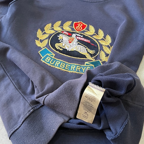 Burberry RARE 1990s heavyweight embroidered sweat… - image 2