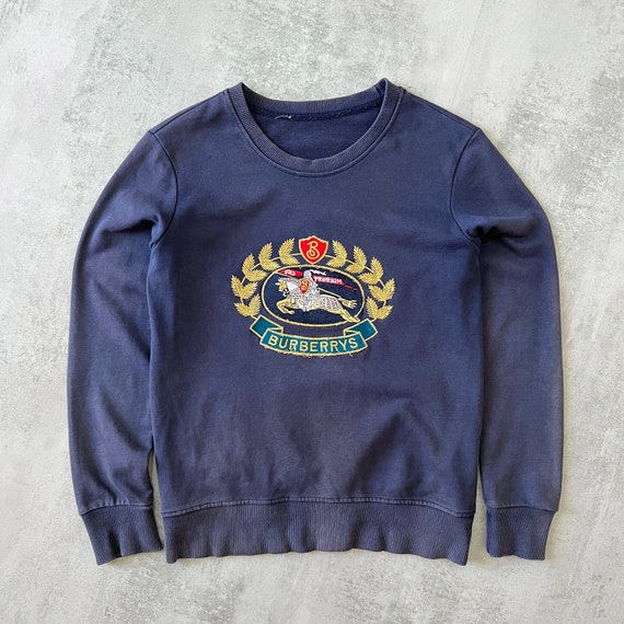 Burberry RARE 1990s heavyweight embroidered sweat… - image 1