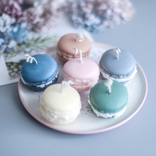 Bougie macaron| Bougies de dessert| Bougies alimentaires| Bougie de cire de soja | Décoration intérieure | Cadeau | Douche de bébé | Cadeau de mariage