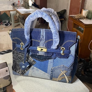 Denim handbags for women, Handmade jeans bag, Denim crossbody bag zipper, Denim bag upcycled