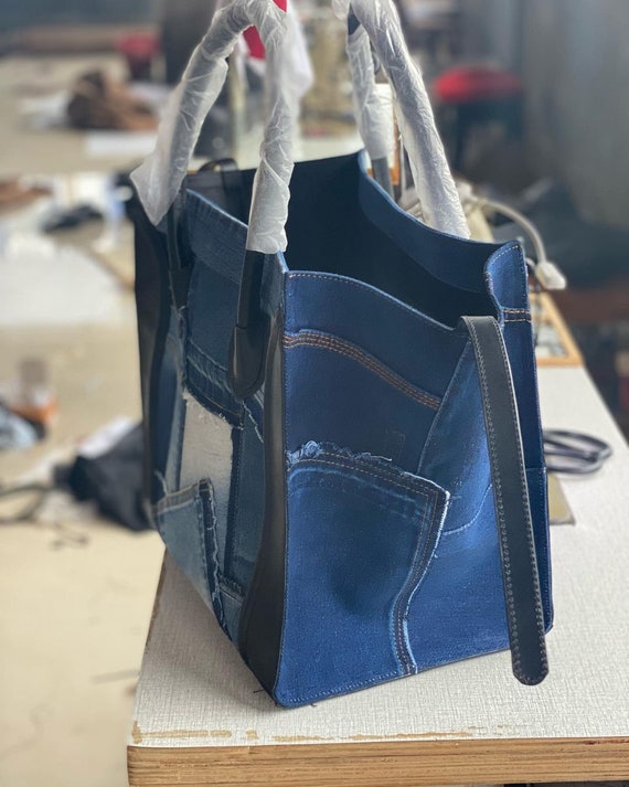 Retro Multi Pocket Denim Tote Bag Casual Large Capacity - Temu