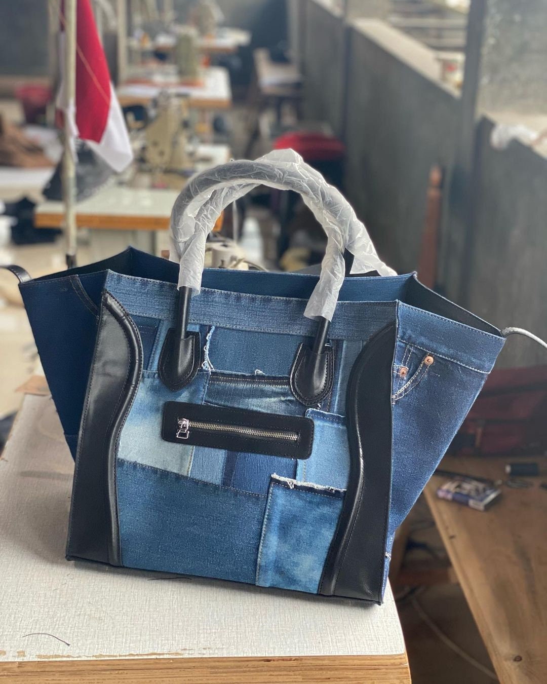 denim tote bag