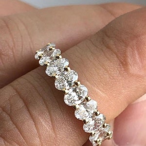 Oval Cut Moissanite 3/4 Eternity Band In Various Size / 14K Yellow Gold Moissanite Wedding Band /Oval Women Ring, Band For Anniversary Gift