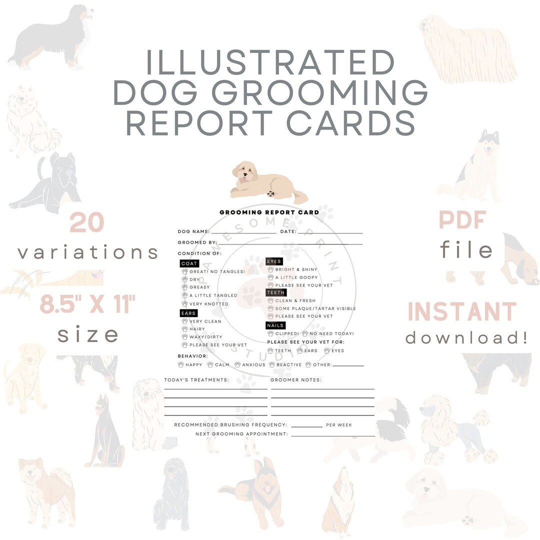 Illustrated Pet Grooming Report Card Set Dog Groomer Pet Etsy illustrated-pet-grooming-report-card-set-dog-groomer-pet-etsy