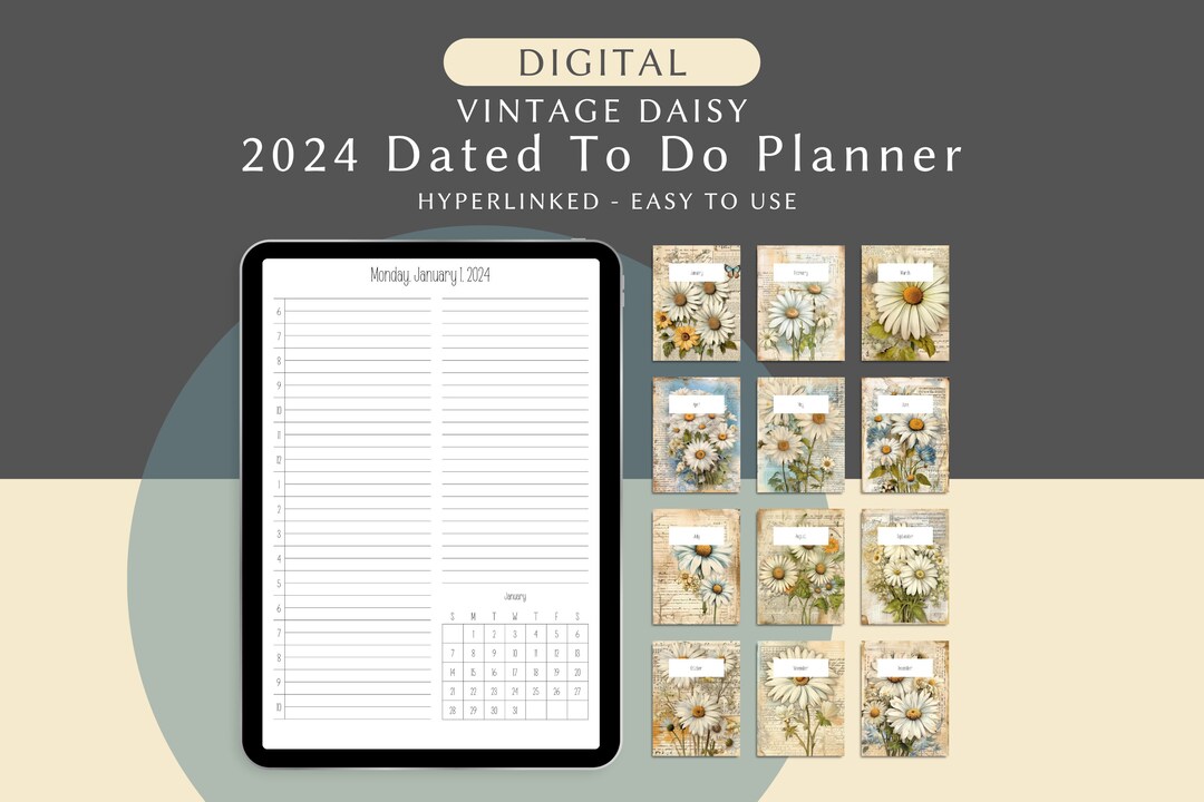 2024 Dated to Do Digital Planner, Hyperlinked Daily Planner With ...