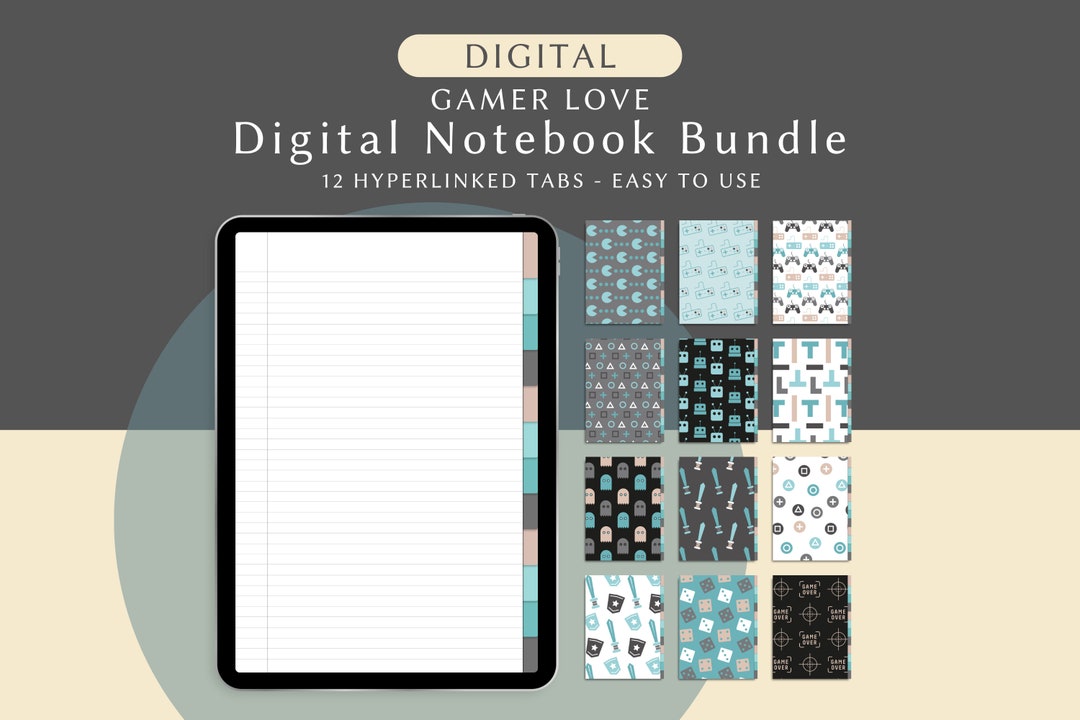 Gamer Love Digital Notebook Bundle, Hyperlinked Tabs, iPad Digital ...