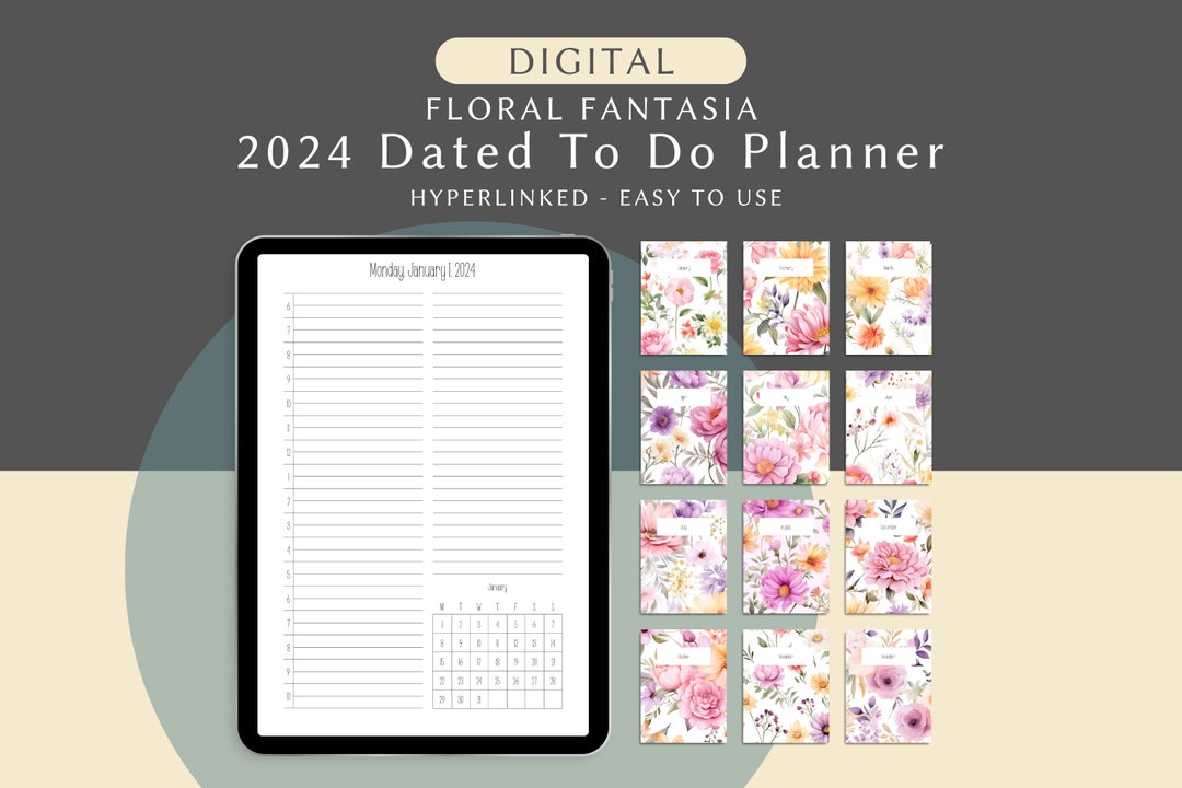 2024 Dated to Do Digital Planner, Hyperlinked Daily Planner With ...