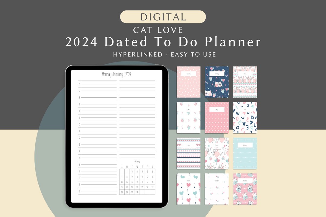 2024 Dated to Do Digital Planner, Hyperlinked Daily Planner With ...