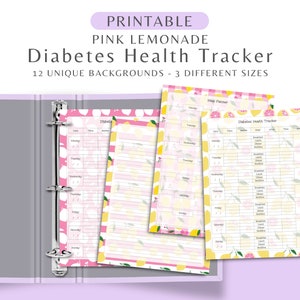 Puede incluir: Planificador de salud para la diabetes imprimible con temática de limonada rosa con 12 fondos únicos y 3 tamaños diferentes. El planificador incluye secciones para la planificación de comidas y las lecturas diarias de azúcar en sangre.