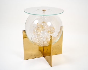 Murano end table brass