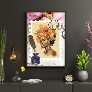 Beautiful Black Woman | Black Woman Art | Black Girl Printable Wall Art | Black Girl Wall Art | Black Girl Poster | Black Woman Poster