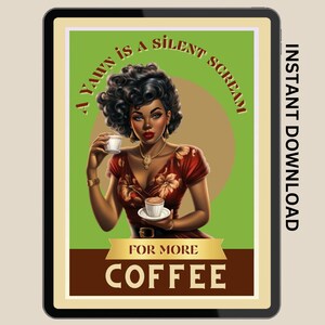 African American wall art for living room | African American wall art digital print | Black woman wall décor | vintage girl