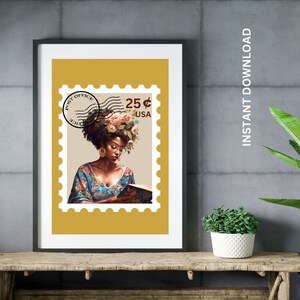 Schwarzes Mädchen Poster Wandkunst, Geschenk für Schwarzes Mädchen, Schwarzes Mädchen Druck, Frau Art Decor