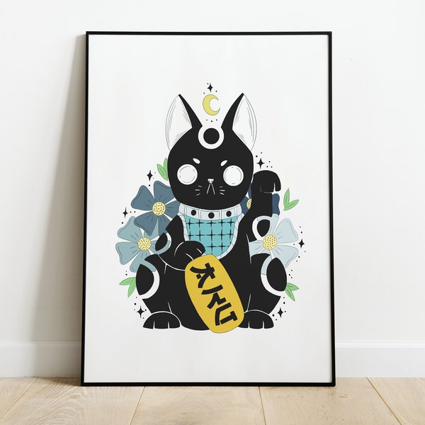 Affiche Illustration Chat Porte Bonheur « Maneki-Neko »