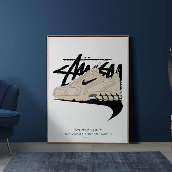 Affiche Illustration Sneakers « STUSSY x NIKE Air Zoom Spiridon Cage 2 » - FOSSIL