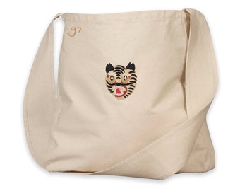 traditional korean tiger embroidered tote bag | gashinas