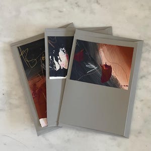 Juego de 3 tarjetas de felicitación, con sobres, pintadas a mano.