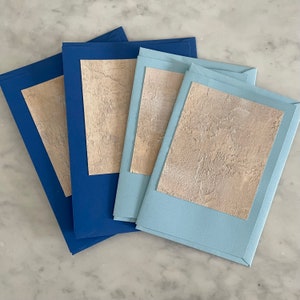 Grußkarten 4er Set, Neutrale Farben auf blauem Karton