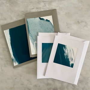 Grußkarten 4er Set mit Briefumschlägen, blaue abstrakte Motive