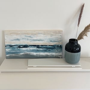 Acrylic painting on canvas, abstract sea motif, 40 x 80 cm