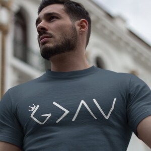 God is Greater than Highs and Lows Free Personalised T shirt, Easter Gift for Husband, Faith Based Gifts for him, Mens Christian Top Tshirts