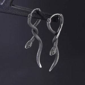 Snake Hoop Dangle Earrings, WATERPROOF