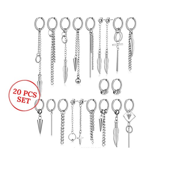 20 Pcs SET LOT Kpop Earring Set Streetwear Earring Huggie Hoop