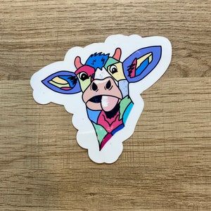 Rainbow cow sticker, waterproof sticker, rainbow cow sticker, water bottle sticker, cow sticker, cow mom, laptop sticker, phone sticker, cow
