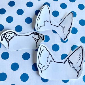 Custom Dog Ears Vinyl sticker, waterproof sticker, dog mom, dog ears, custom stickers, dog mom gift, birthday gift, custom gift, dog gift