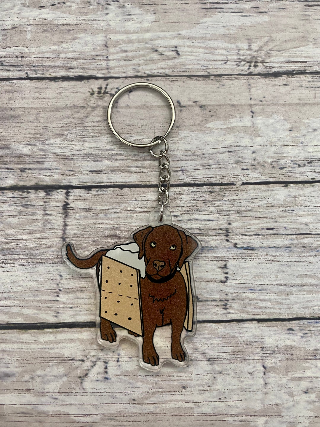 Chocolate Lab Smore Halloween Keychain, Dog Keychains, Lab Keychain