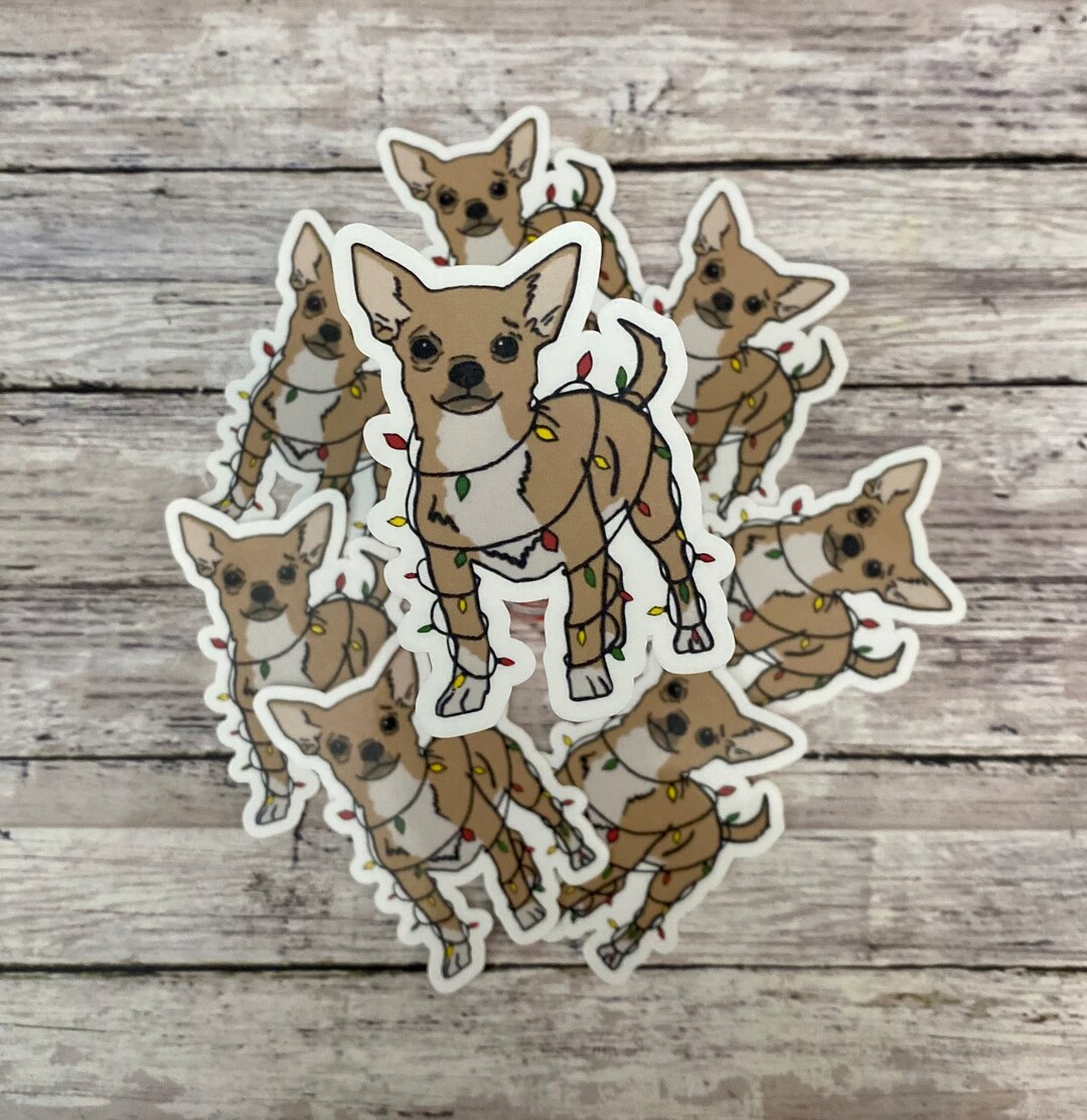 Chihuahua Christmas Waterproof Sticker, Chihuahua Sticker, Journal ...