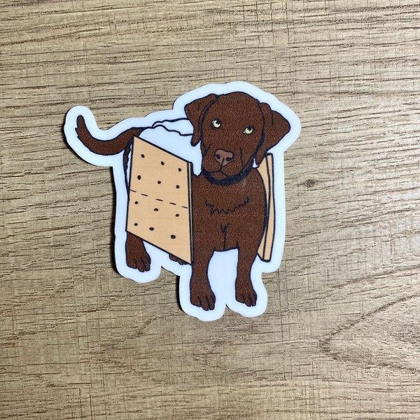 Chocolate lab s’more Halloween sticker, dog sticker, waterproof sticker, laptop sticker, Labrador retriever, water bottle sticker, Halloween