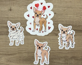 Chihuahua water resistant sticker pack, water bottle sticker, laptop sticker, chihuahua mom gift, chihuahua breed sticker, chihuahua gift
