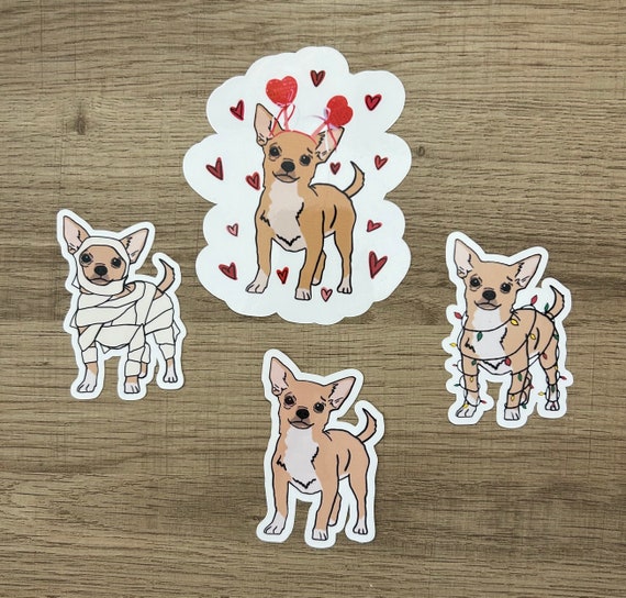 Chihuahua water resistant sticker pack, water bottle sticker, laptop sticker, chihuahua mom gift, chihuahua breed sticker, chihuahua gift