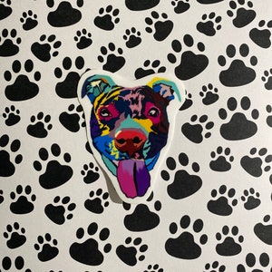 Rainbow pit bull sticker, pitbull sticker, water resistant sticker, water bottle sticker, laptop sticker, pitbull sticker