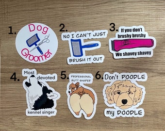 Dog grooming professionals funny stickers, groomer sticker pack, waterproof vinyl sticker, water bottle sticker, hydroflask sticker