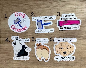 Dog grooming professionals funny stickers, groomer sticker pack, waterproof vinyl sticker, water bottle sticker, hydroflask sticker