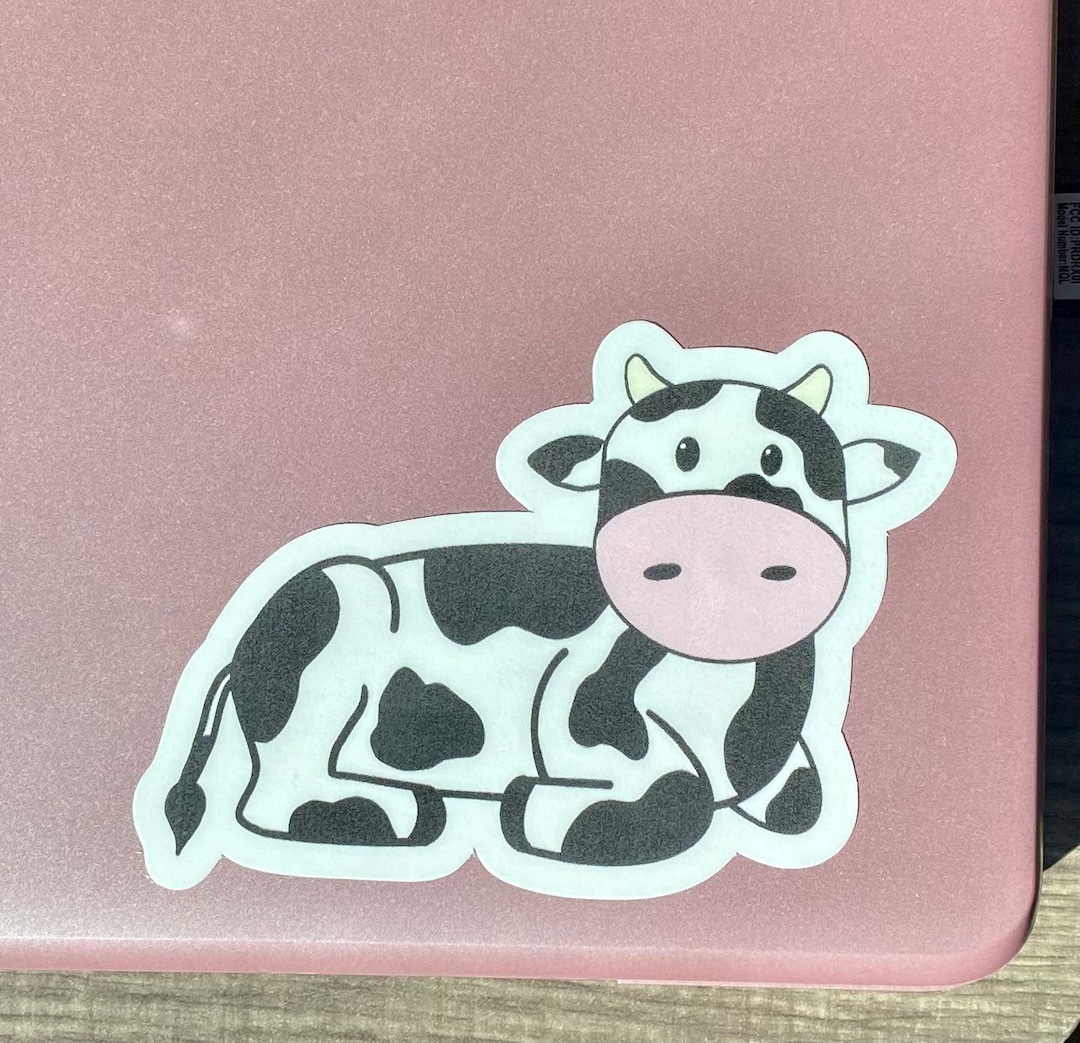 Cartoon Cow Sticker, Vinyl Cow Sticker, Waterproof Sticker, Journal