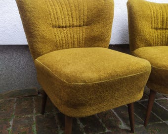 Poltrona vintage DIP Čabar Lounge Chair – Rivestimento color senape e oliva, stile moderno di metà secolo