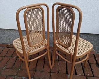 Vintage Bentwood Dining Chair: Thonet-Style Cane Seat, Restored