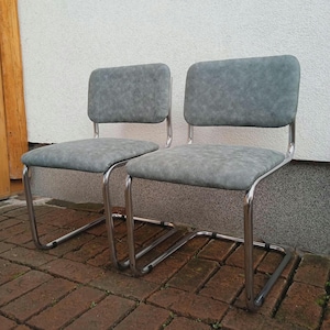 Vintage Cesca Cantilever Chair, Marcel Breuer design, Bauhaus chrome tubular steel fully reupholstered
