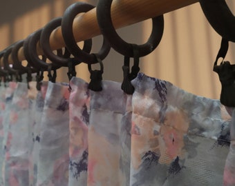 12 piece 2.7&quot; wood curtain rings with clips, vintage curtain holders, cafe curtain clips, wooden rings, window treatment