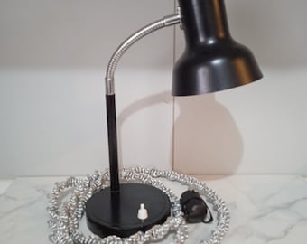 Vintage Black Desk Lamp: Retro Industrial 80s Decor
