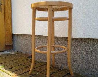 Thonet counter stool, vintage bar stool, cane and bentwood barstool, fully restored with new rattan