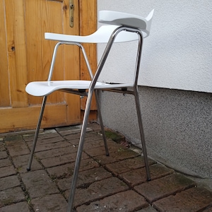 Original designer armchair, mid century modern retro chair, fully restored in white finish