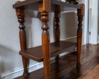 Vintage Two-Tier Side Table | Rustic Farmhouse Accent Furniture
