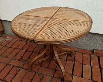 Vintage Thonet Style Rattan Dining Table – Attributed to Mundus Varaždin – 1970s Bentwood Bistro Table
