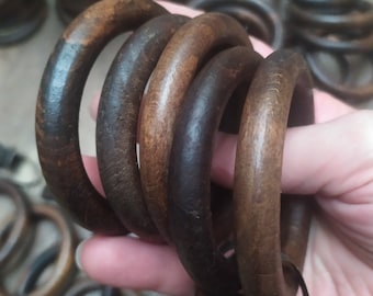 Vintage Wood Curtain Rings with Clips, Vintage Curtain Holders, Cafe Curtain Clips, Curtain Clip Rings, Curtain Hooks, Curtain Rod Clips