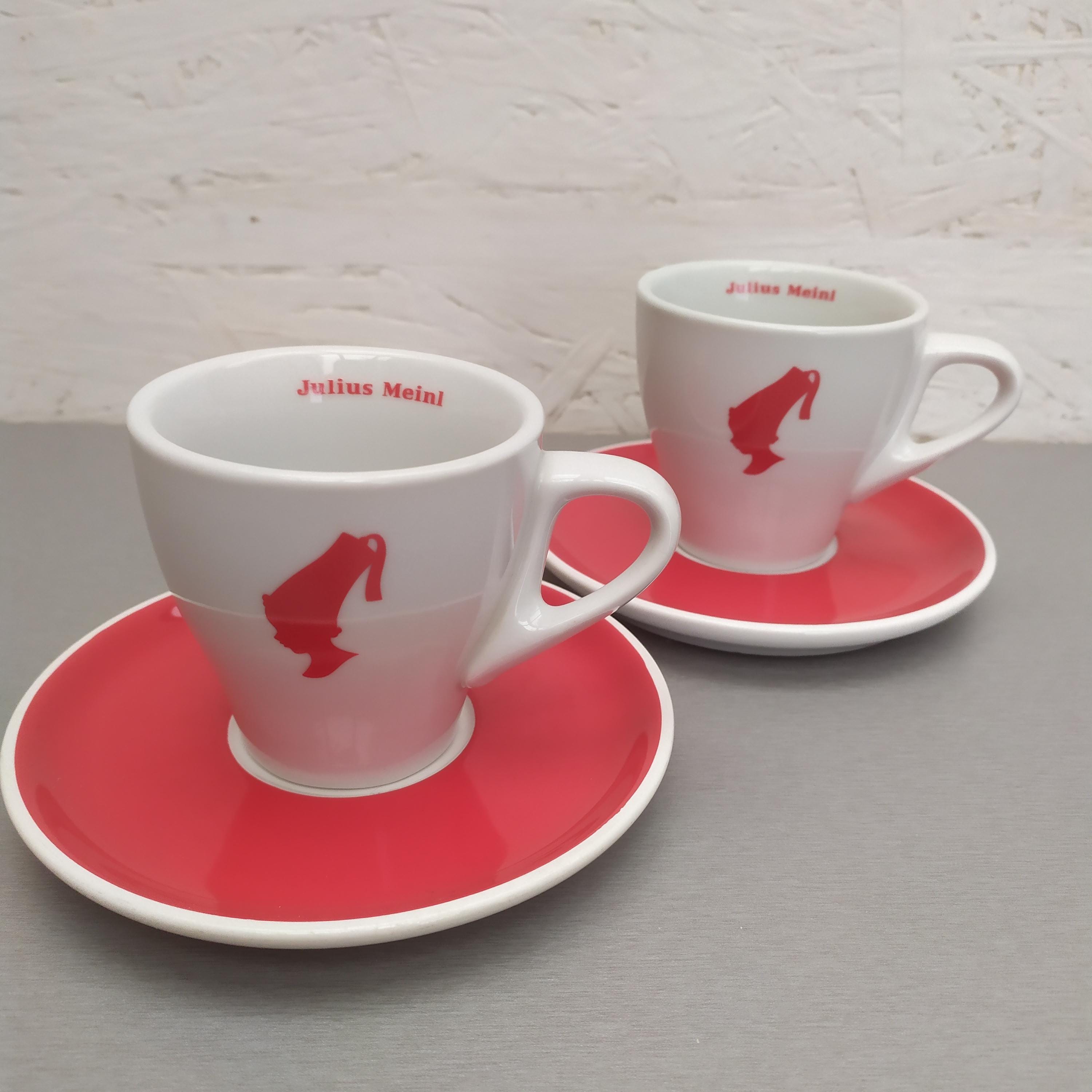 Julius Meinl Double Espresso Cup & Saucer Set of 2, Red Melange